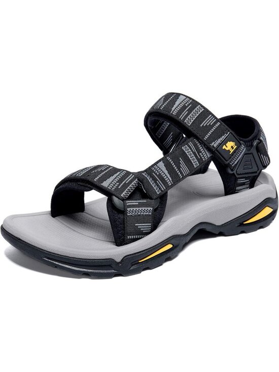 Men\'s Black And Grey Arch Support Open Toe Waterproof Hiking Sport Sandal Shoes main image 4